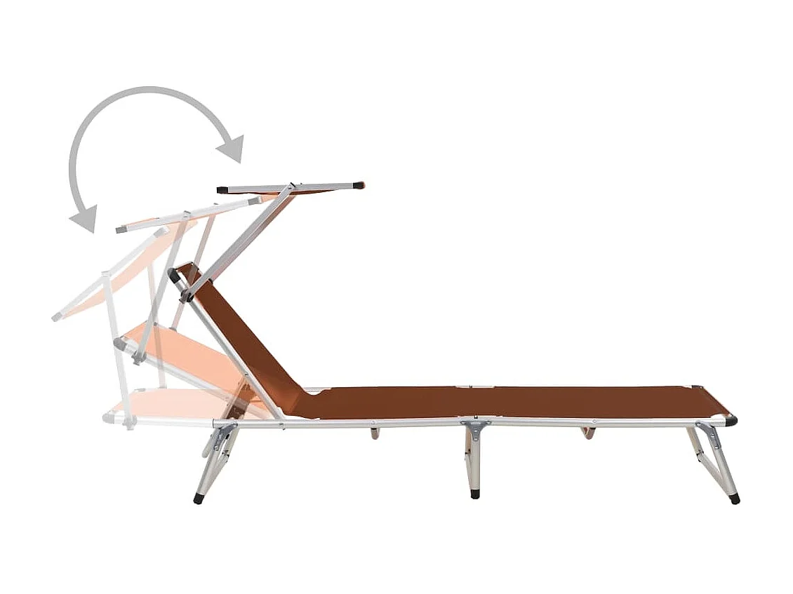 Lettini Pieghevoli e Tettuccio 2pz Alluminio Textilene Marrone