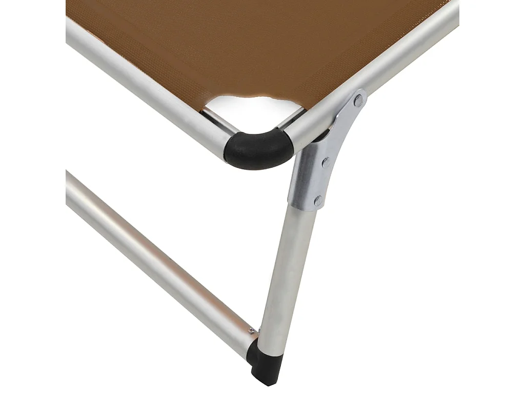 Lettini Pieghevoli e Tettuccio 2pz Alluminio Textilene Marrone