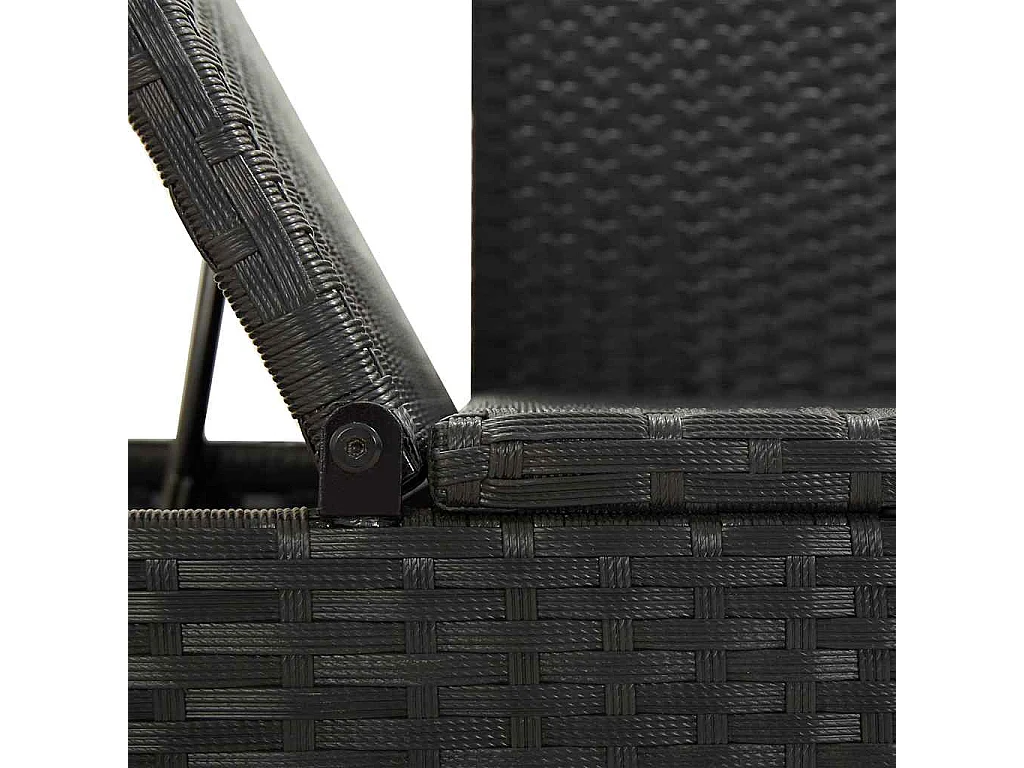 Lettino Prendisole con Cuscini in Polyrattan Nero