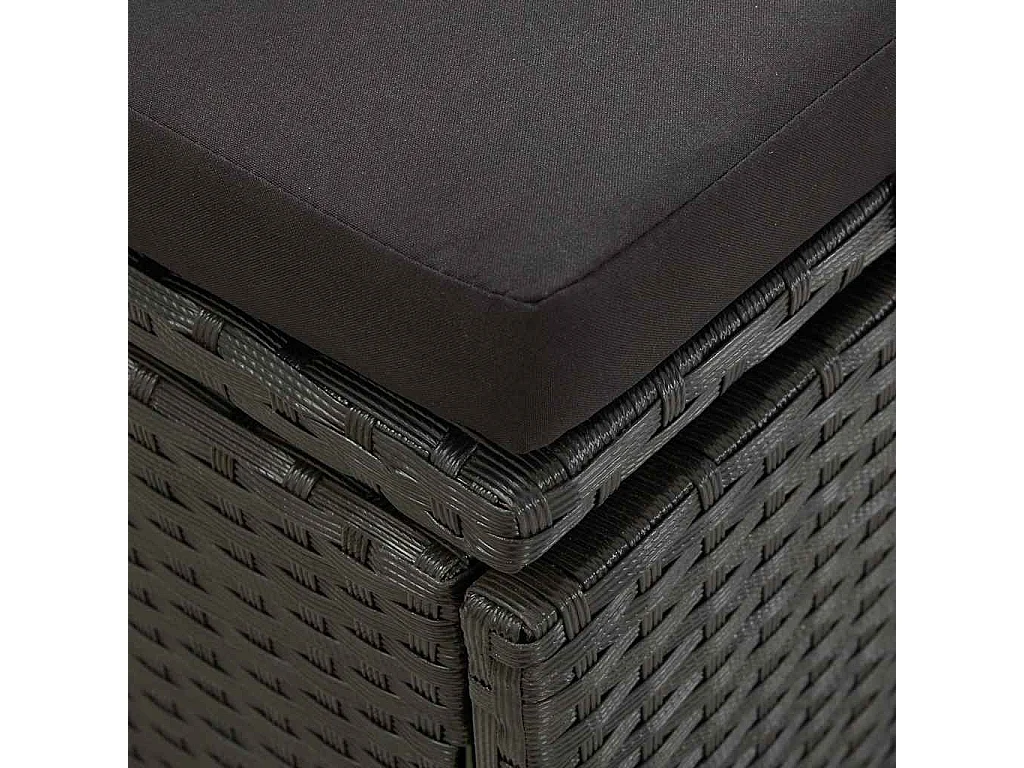 Lettino Prendisole con Cuscini in Polyrattan Nero