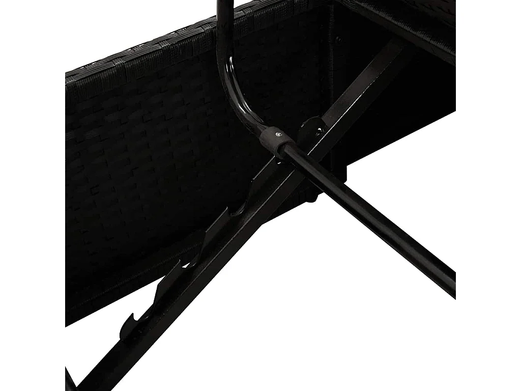 Lettino Prendisole con Cuscini in Polyrattan Nero