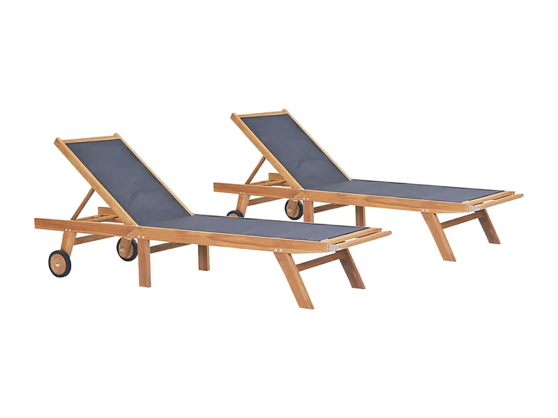 Sonnenliegen Klappbar mit Rollen 2 Stk. Teakholz Textilene