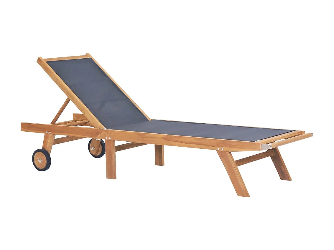 Chaises longues pliables et roulettes lot de 2 Teck textilène