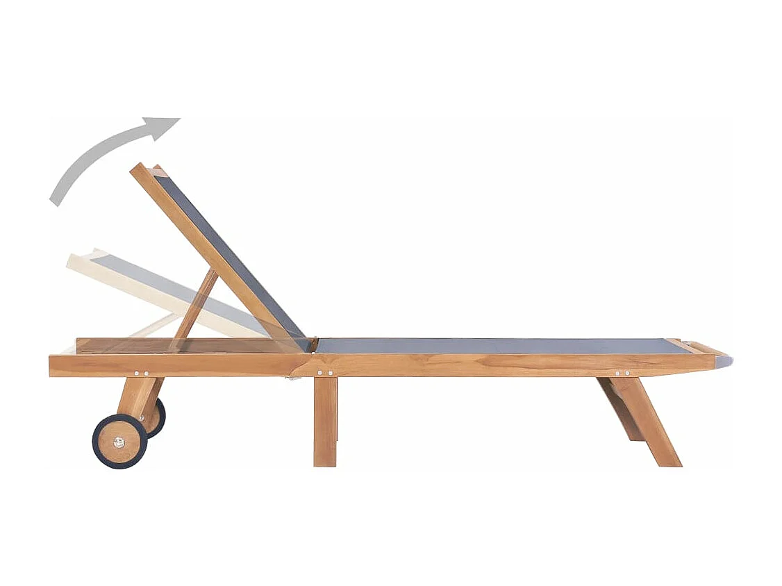 Chaises longues pliables et roulettes lot de 2 Teck textilène