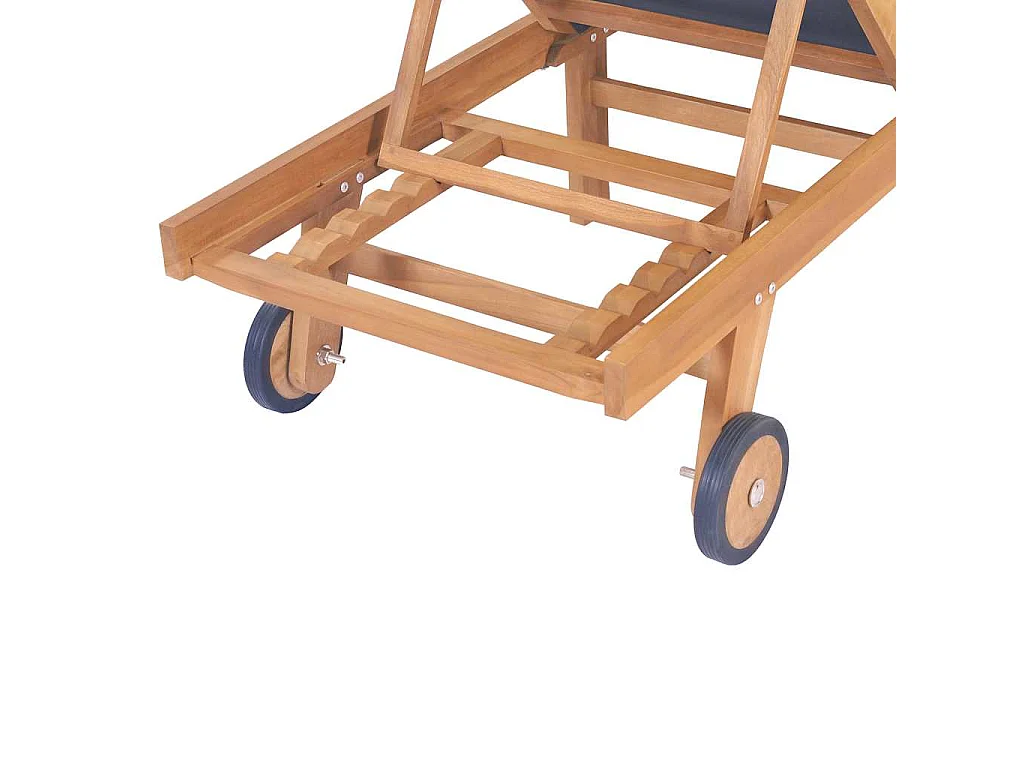 Sonnenliege Klappbar mit Rädern Teak Massivholz und Textilene