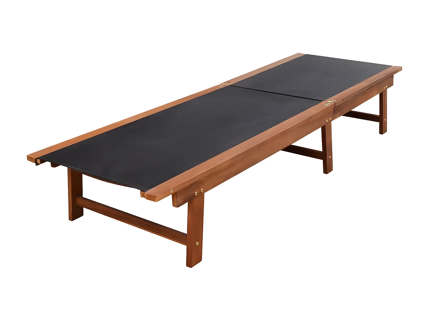 Chaises longues lot de 2 et table Bois d'acacia et textilène