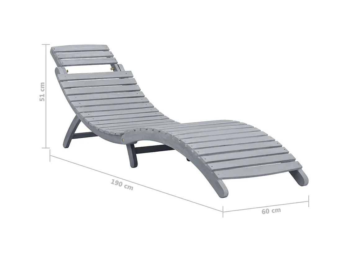 Sonnenliege Grau Massivholz Akazie