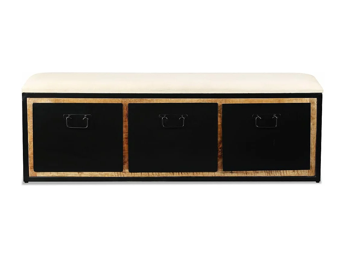 Aufbewahrungsbank 3 Schubladen Mangoholz Massiv 120x30x40 cm