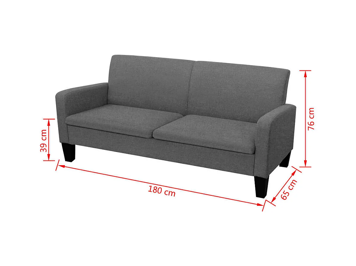 Sofá de 3 lugares 180x65x76 cm cinzento-escuro