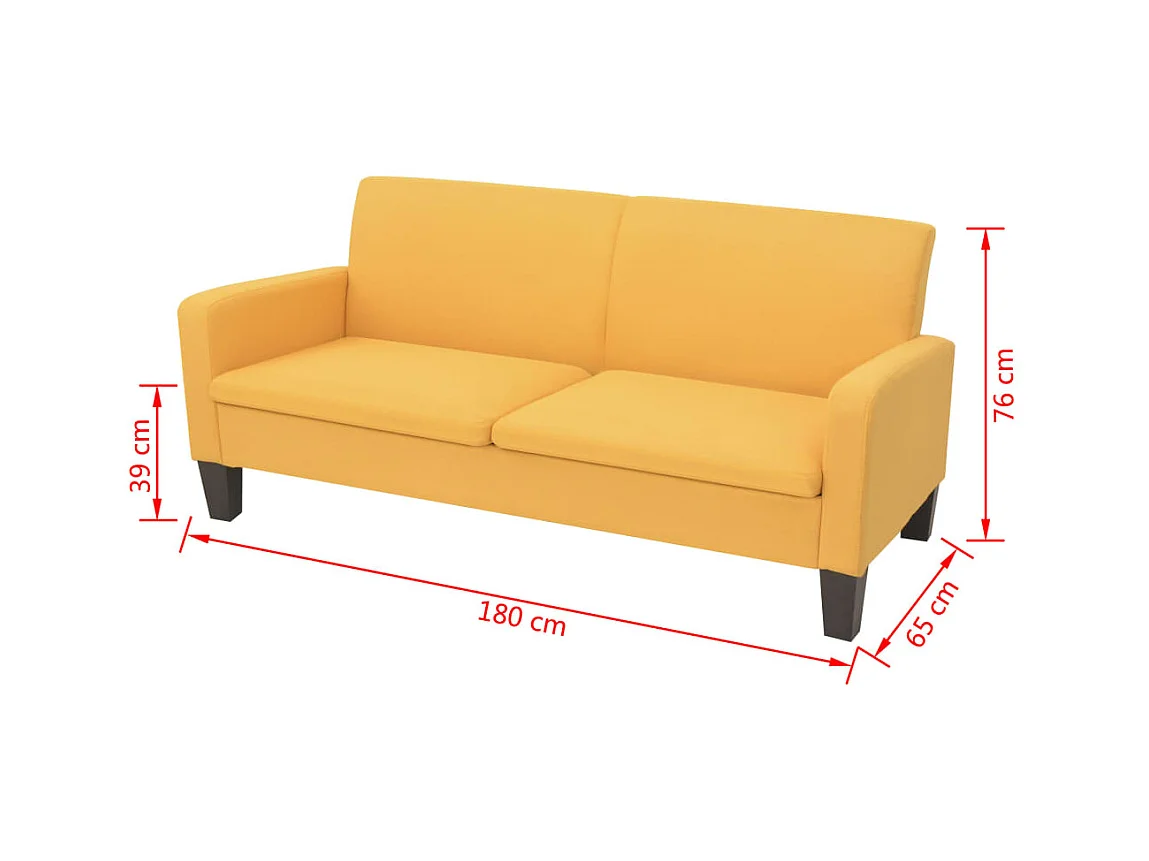 3-Sitzersofa 180 x 65 x76 cm Gelb