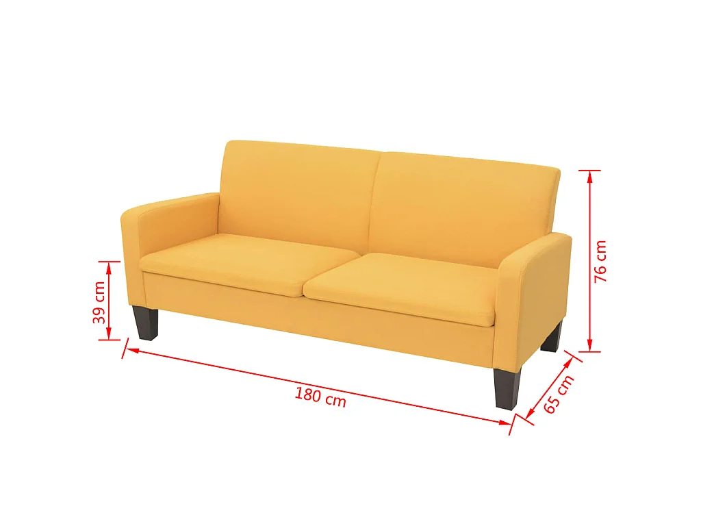 Divano a 3 Posti 180x65x76 cm Giallo