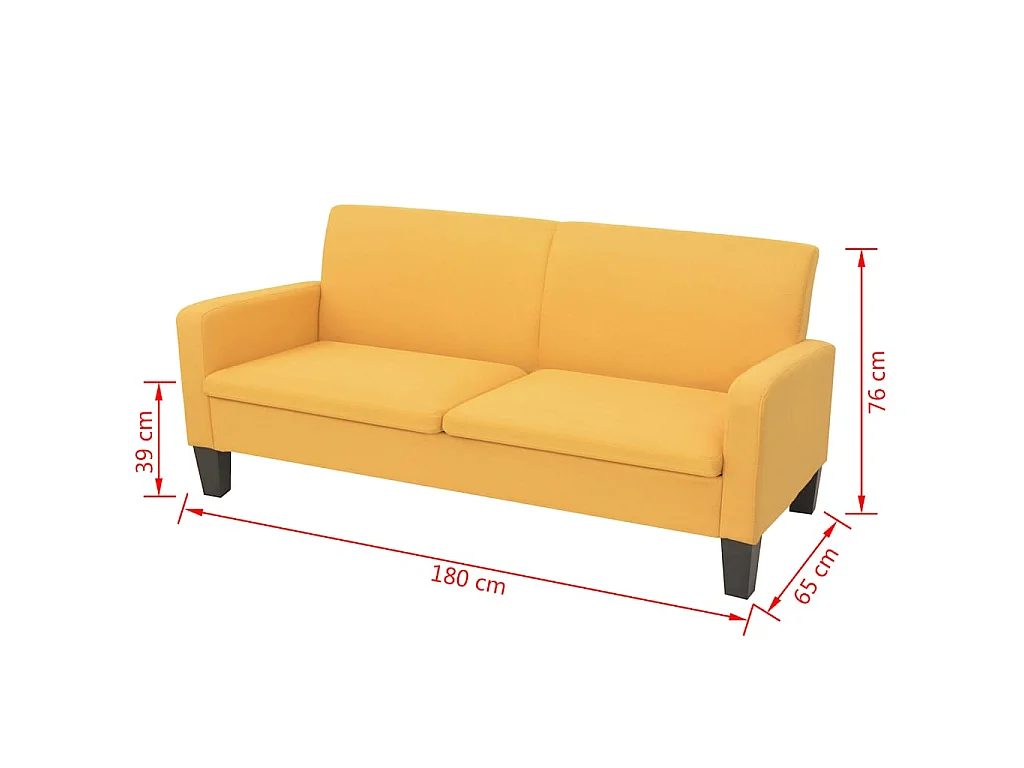 Divano a 3 Posti 180x65x76 cm Giallo