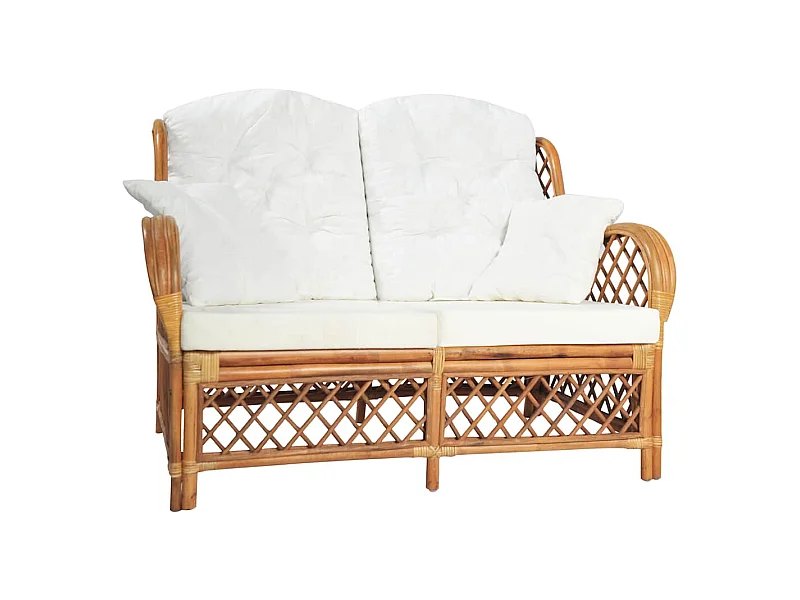 Tweezitsbank rattan lichtbruin