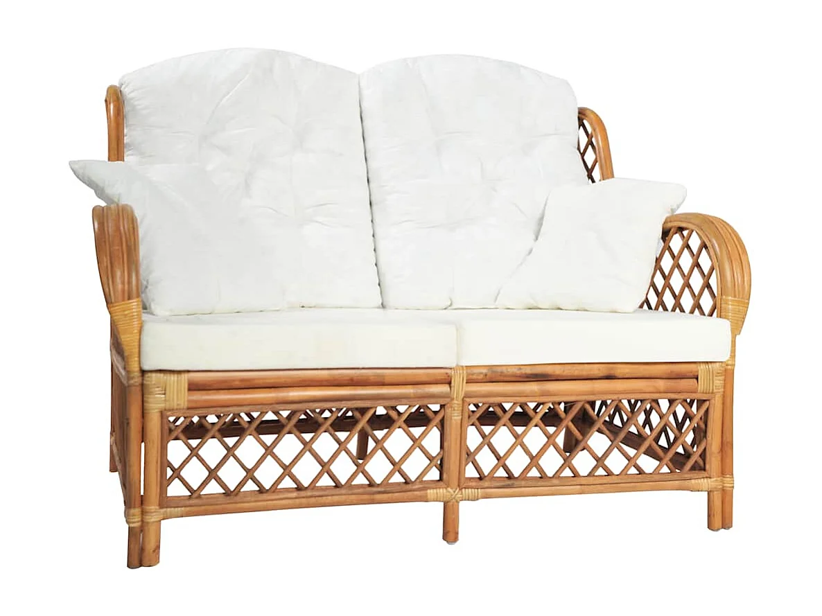 Canapé à 2 places Marron clair Rotin