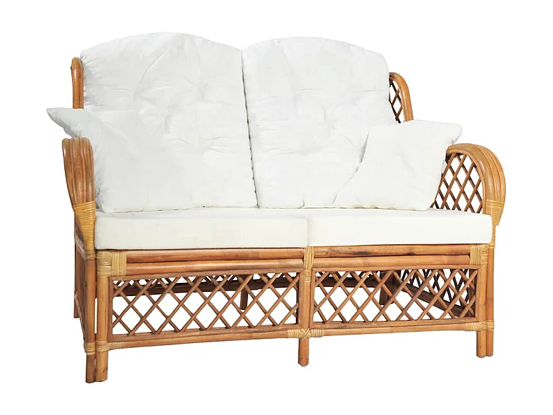 Sofá de 2 lugares vime castanho-claro