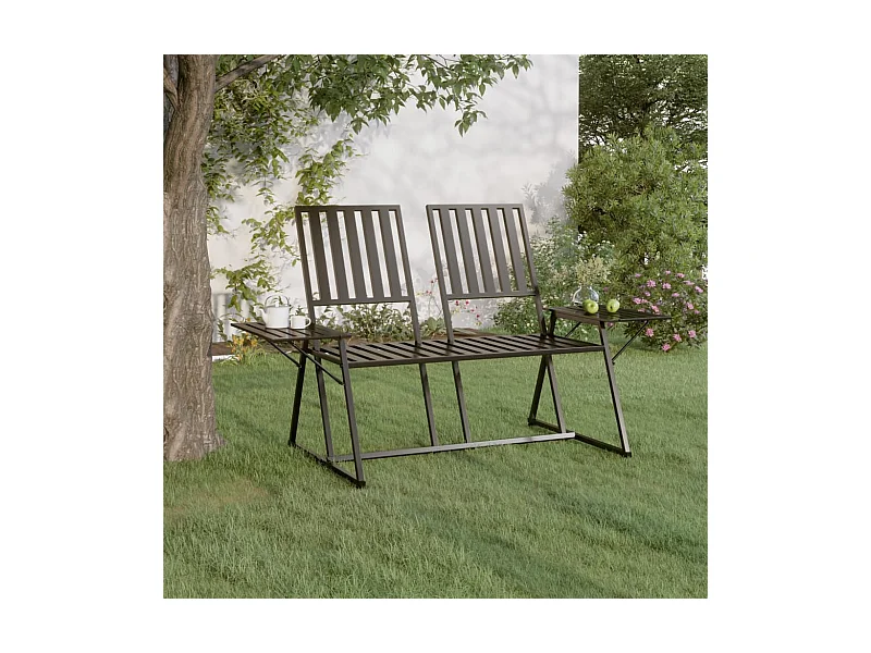 2-Sitzer-Gartenbank 165 cm Schwarz Stahl