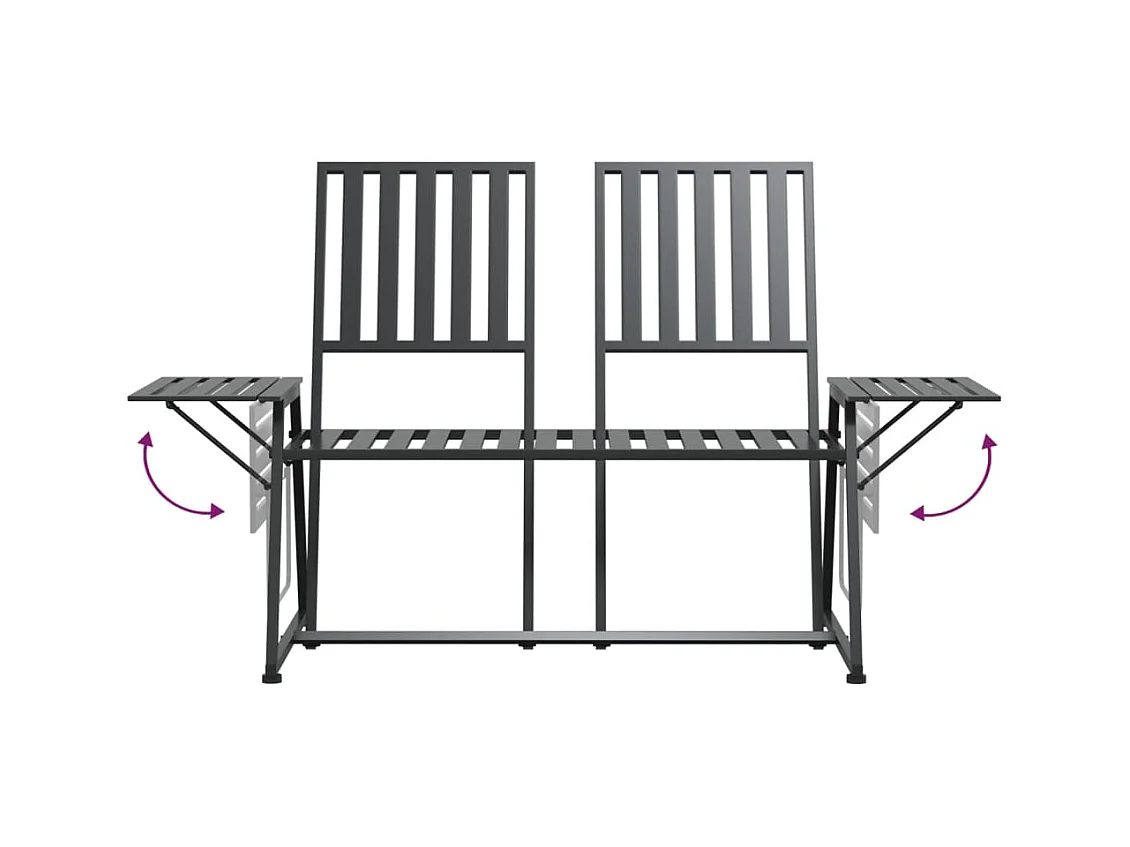 Tuinbank 2-zits 165 cm staal zwart