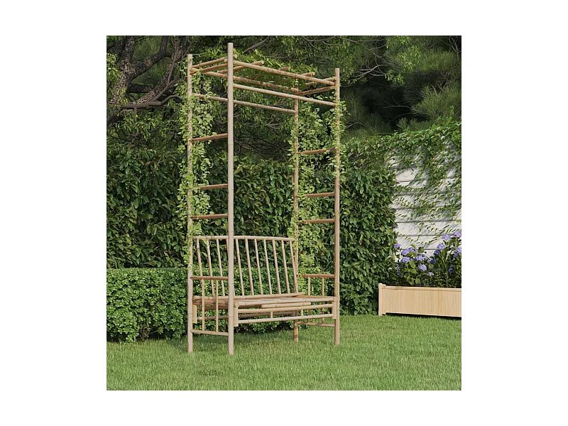 Banc de jardin avec pergola 116 cm Bambou