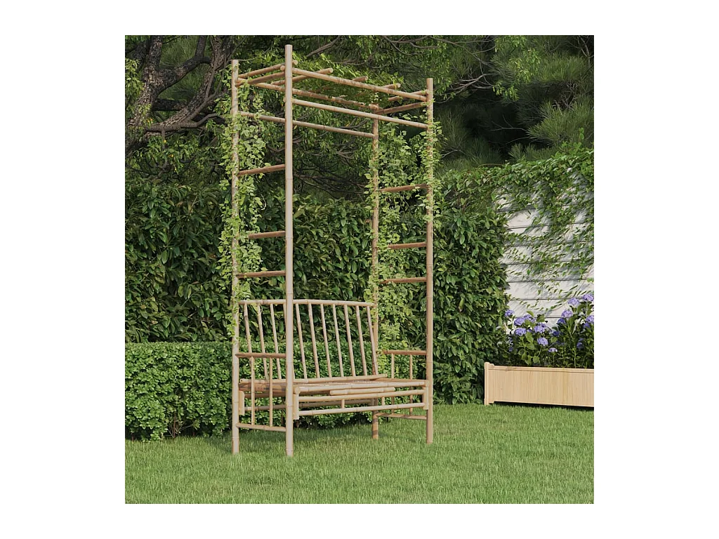 Banco de jardim com pérgola 116 cm bambu