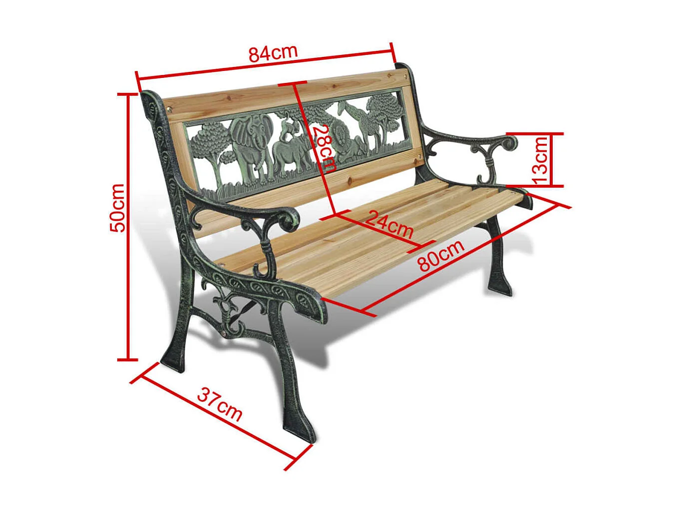 Panchina da Giardino per Bambini 84 cm in Legno