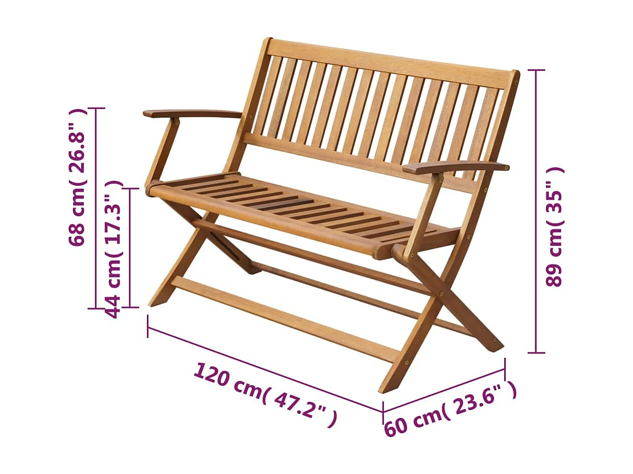 Banc de jardin 120 cm Bois d'acacia solide