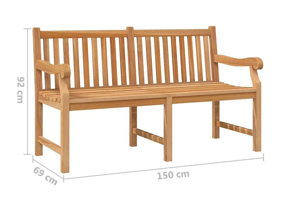Banc de jardin 150 cm bois de teck massif