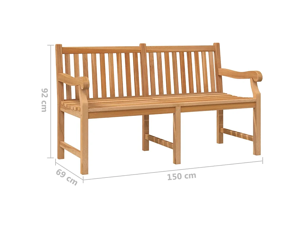 Banc de jardin 150 cm bois de teck massif