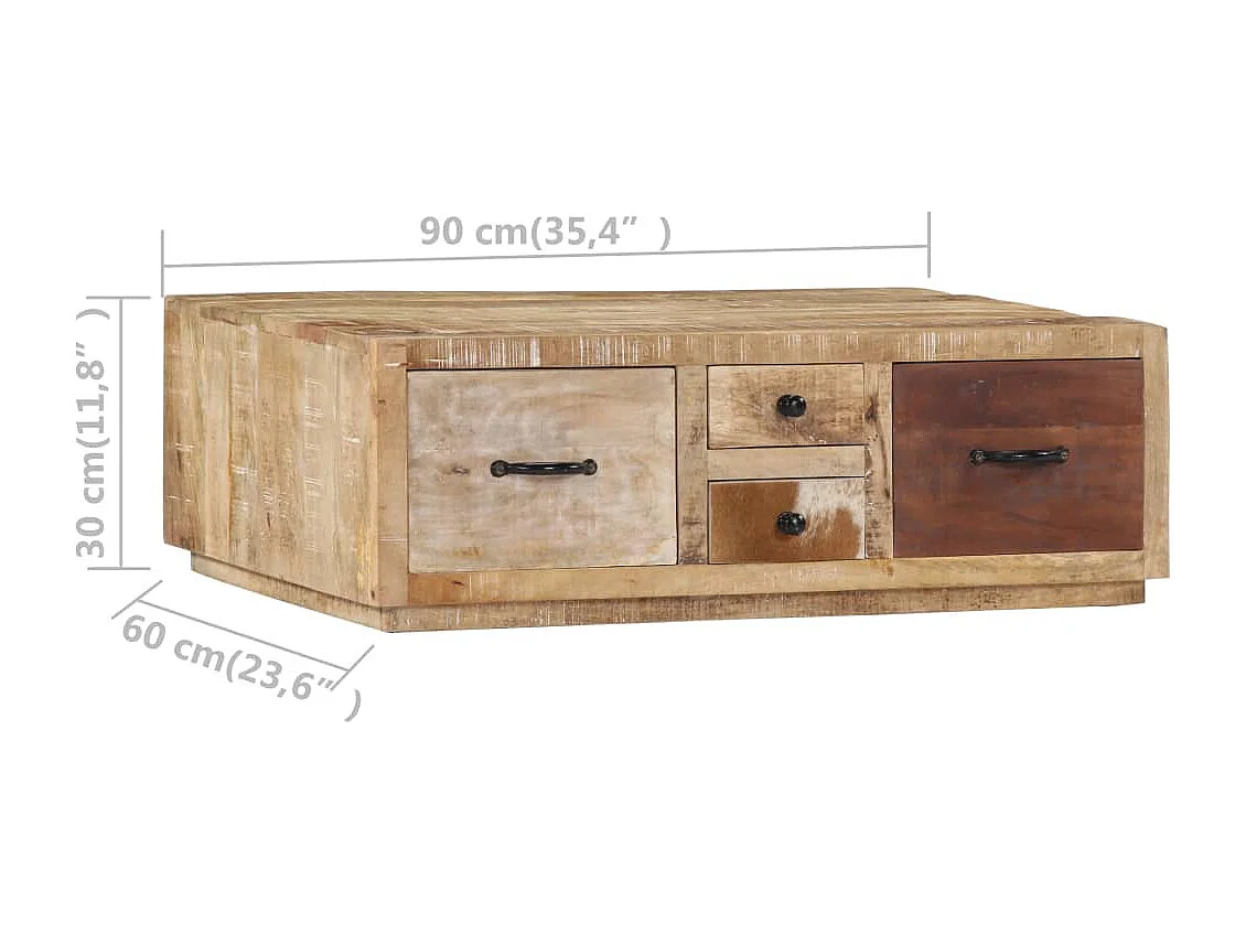 Salontafel 90x60x30 cm massief mangohout