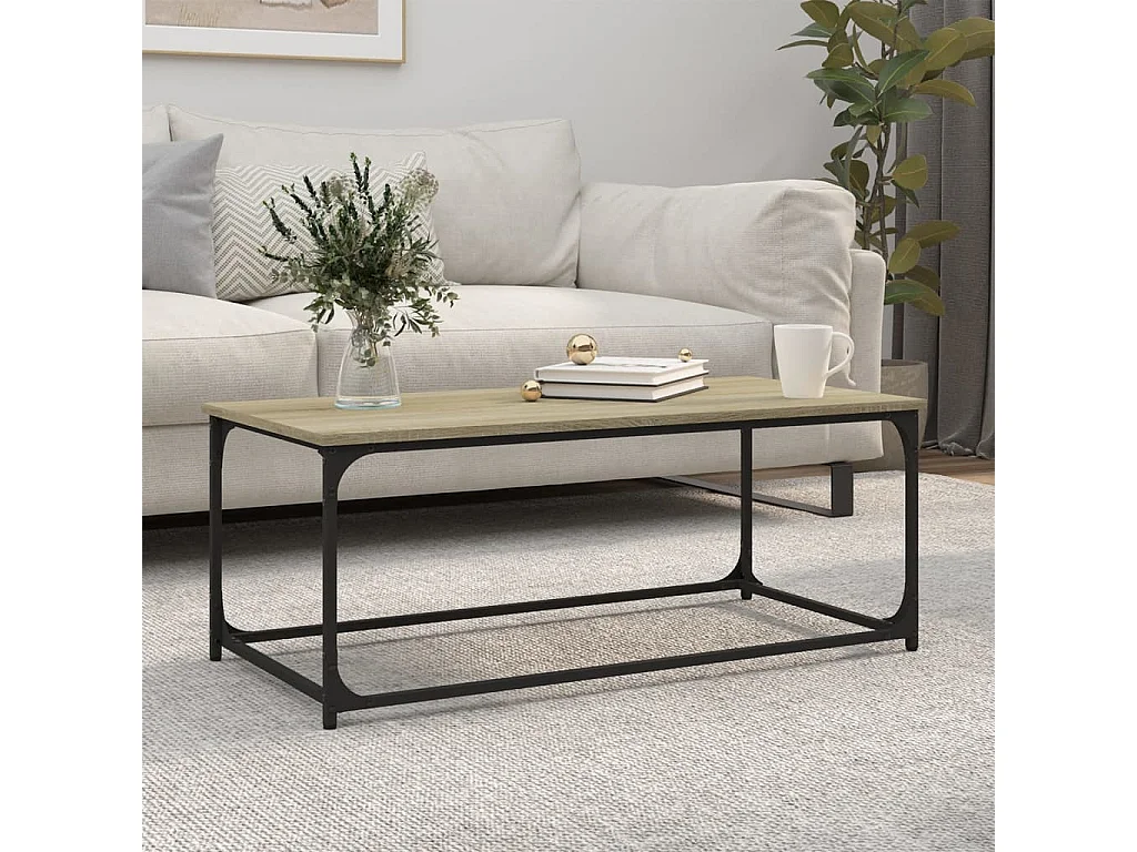 Table basse Chêne sonoma 102x50x40 cm Bois d'ingénierie et fer