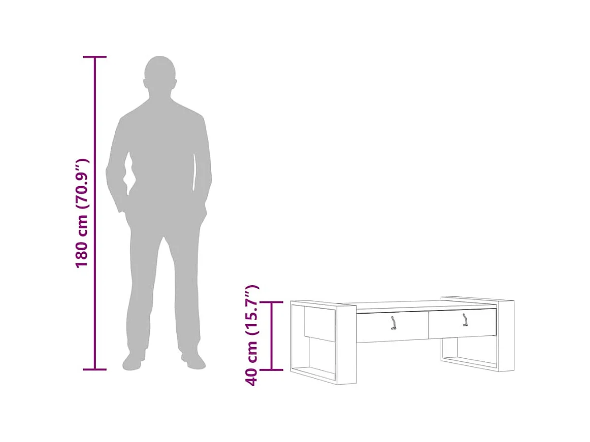 Tavolino da Salotto 110x60x40 cm in Legno Massello di Teak