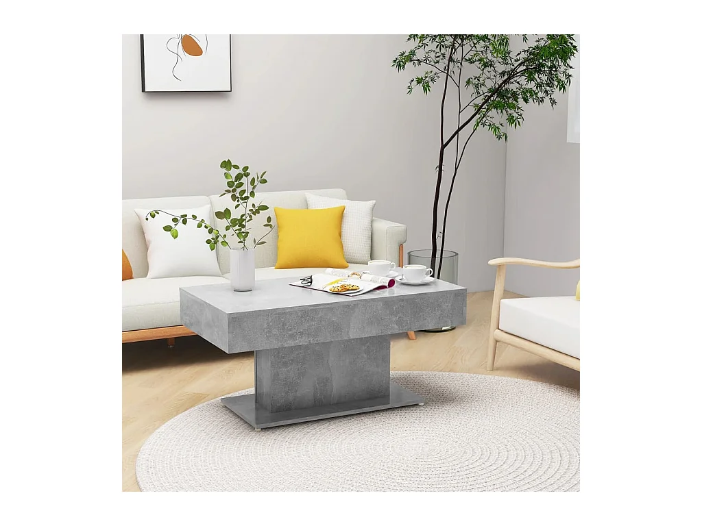 Table basse gris béton 96x50x45 cm bois d'ingénierie