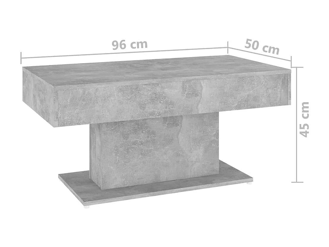 Table basse gris béton 96x50x45 cm bois d'ingénierie