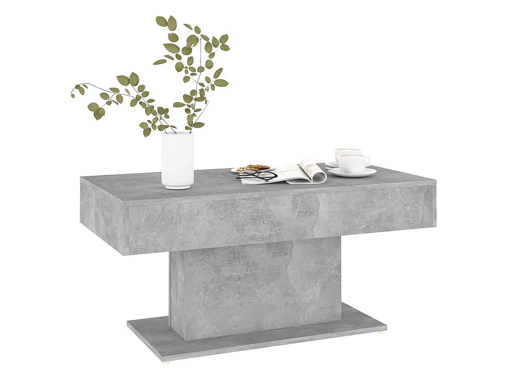 Mesa de centro madera contrachapada gris hormigón 96x50x45 cm