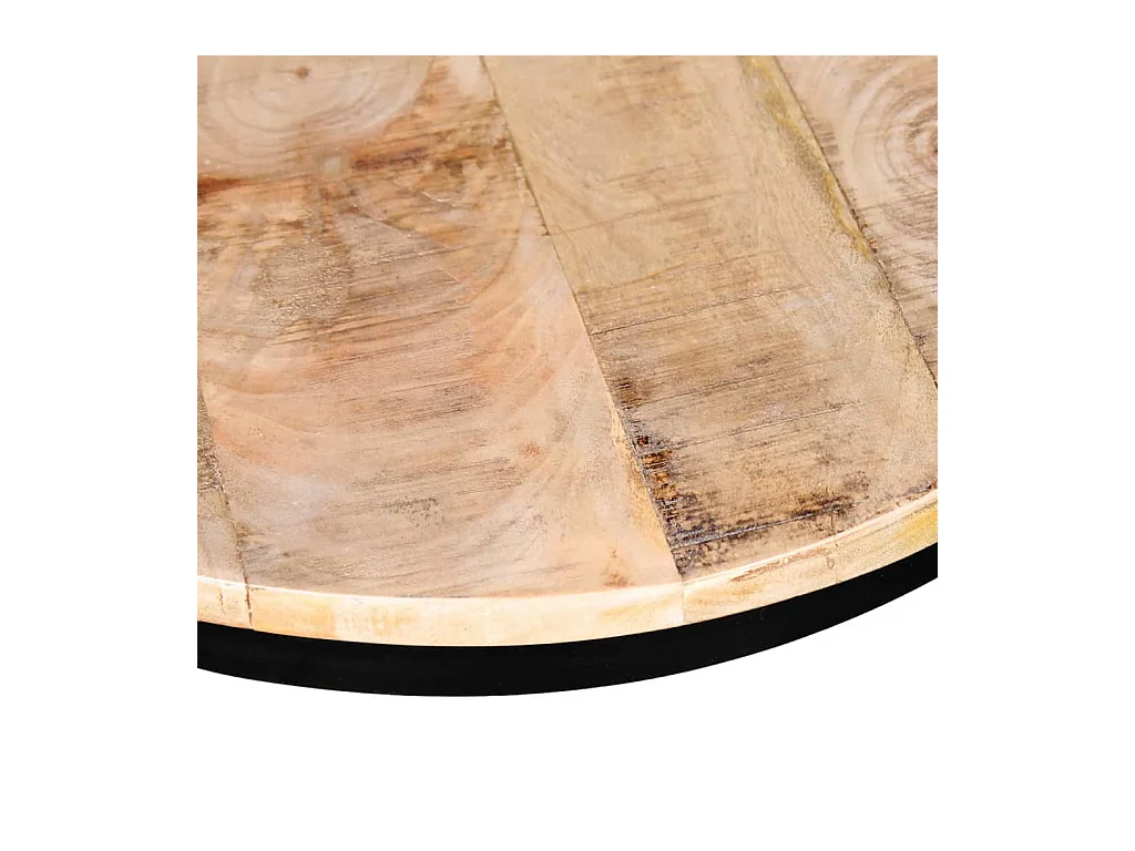 2-tlg. Couchtisch-Set Raues Mangoholz Rund 40cm/50cm