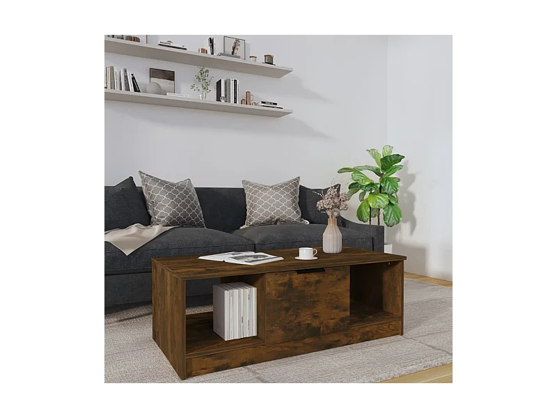 Salontafel 102x50x36 cm bewerkt hout gerookt eikenkleurig