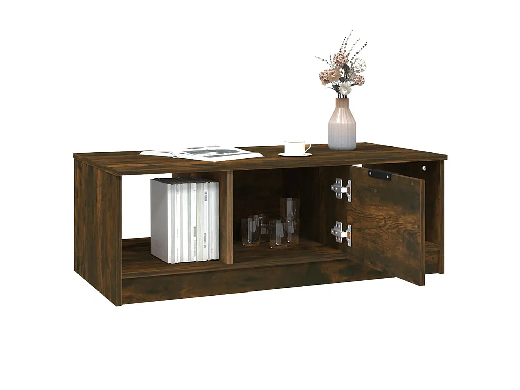 Salontafel 102x50x36 cm bewerkt hout gerookt eikenkleurig