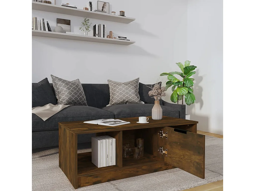Salontafel 102x50x36 cm bewerkt hout gerookt eikenkleurig