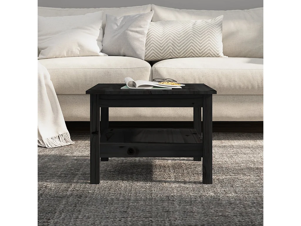 Mesa de centro 55x55x40 cm pinho maciço preto