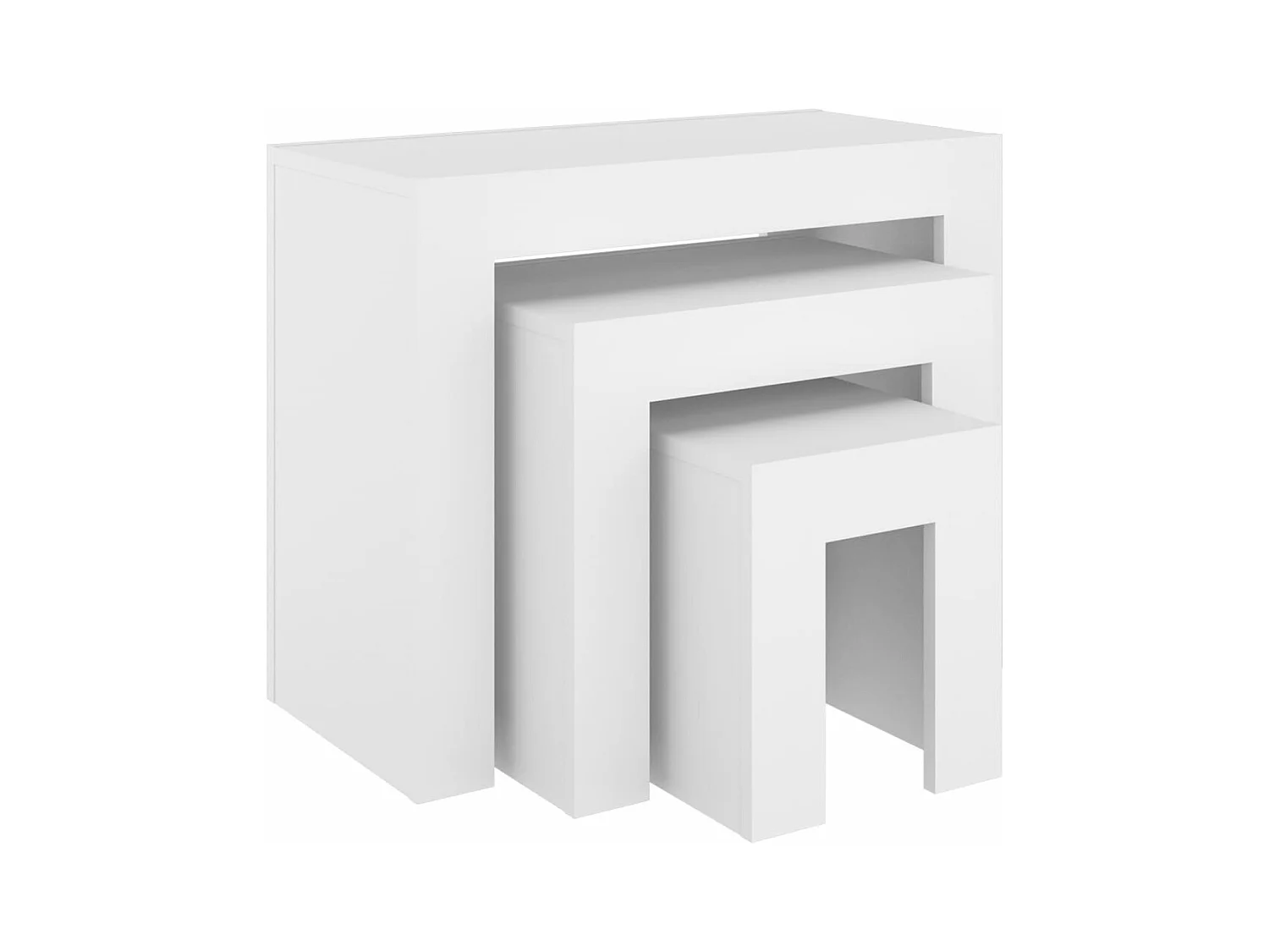 Mesas de centro de encastrar 3 pcs derivados de madeira branco