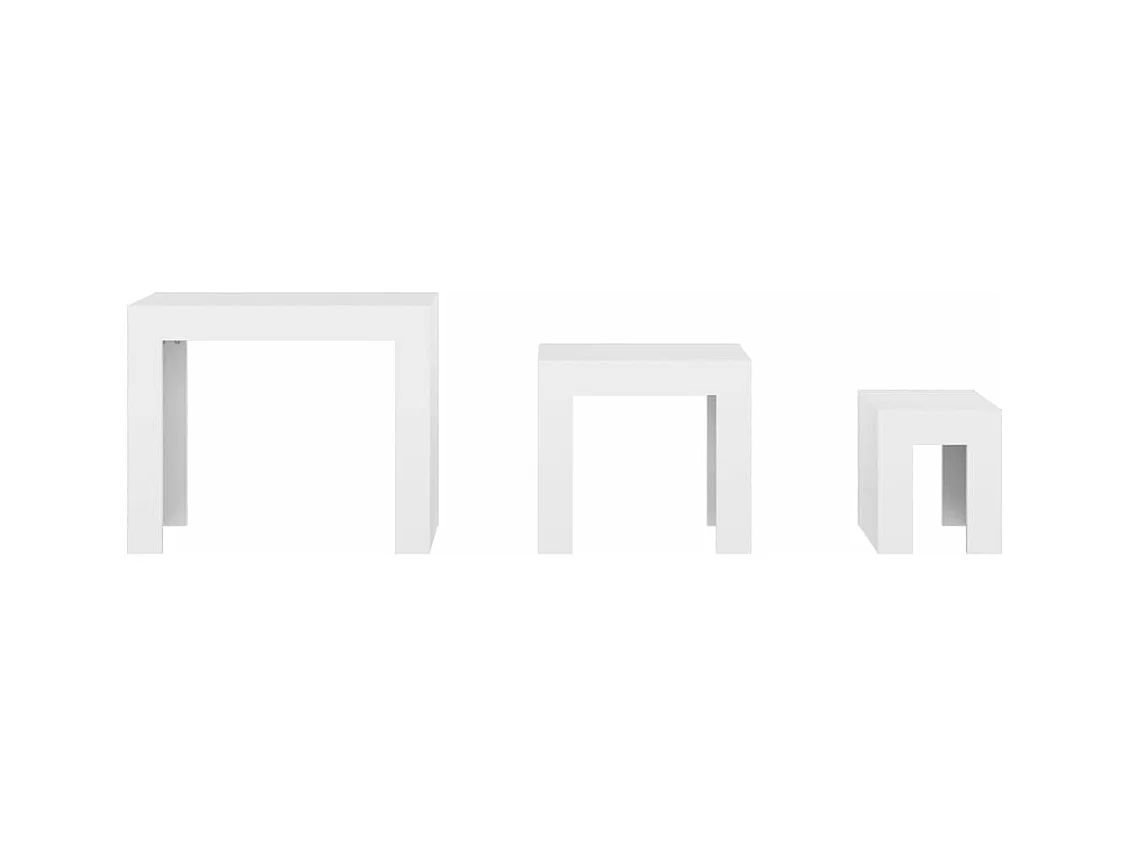 Mesas de centro de encastrar 3 pcs derivados de madeira branco