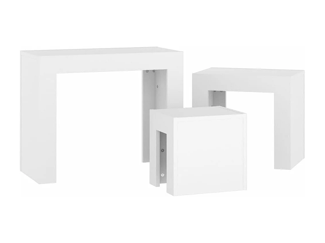Tables basses gigognes 3 pcs Blanc Bois d’ingénierie