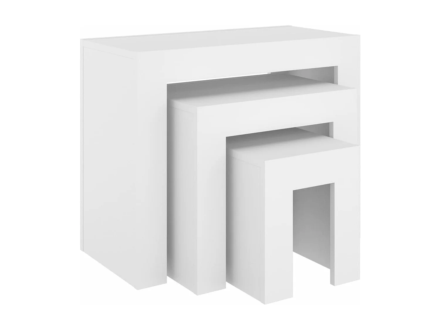 Tables basses gigognes 3 pcs Blanc Bois d’ingénierie