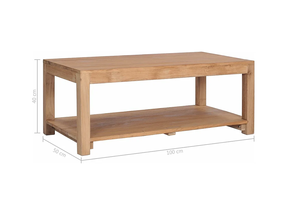 Mesa de centro de madera maciza de teca 100x50x40 cm