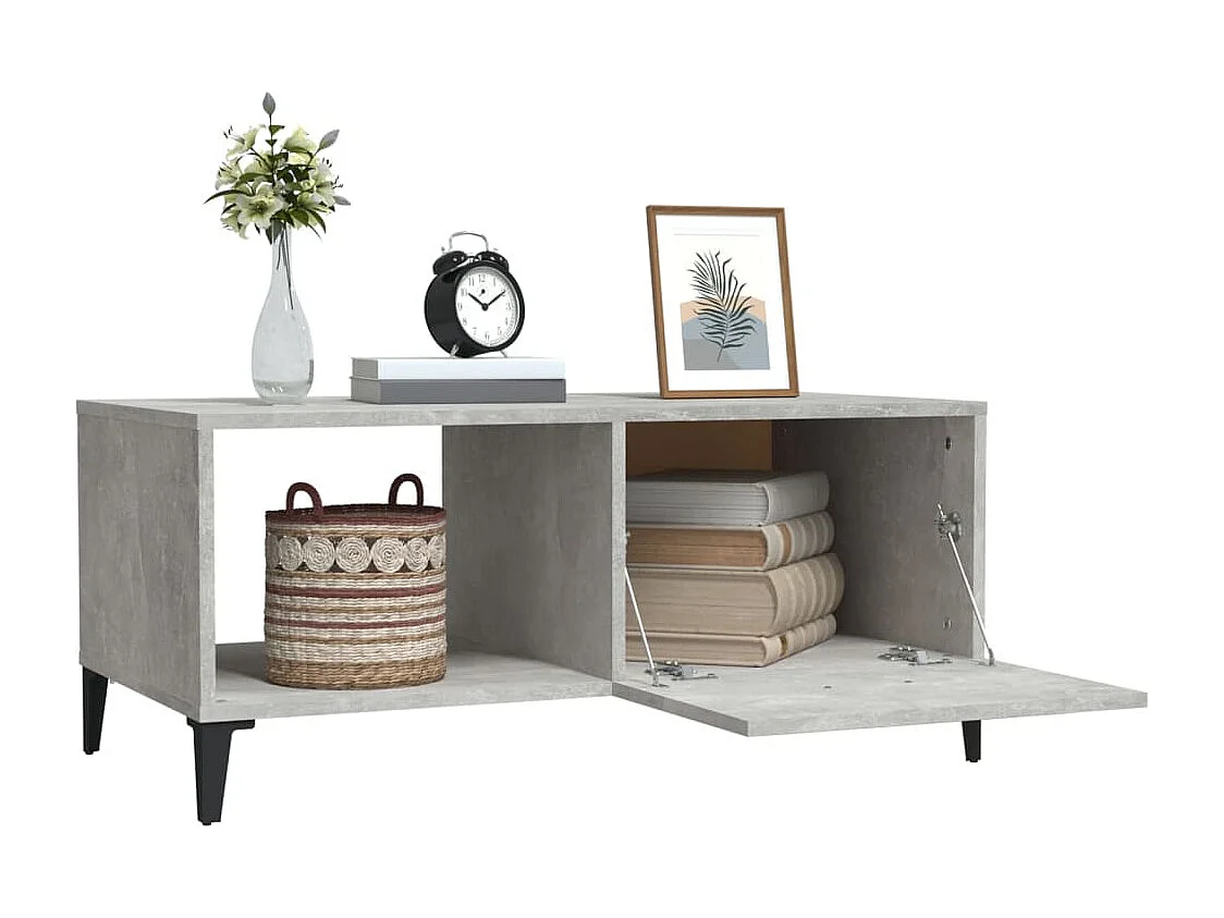 Table basse gris béton 90x50x40 cm bois d'ingénierie