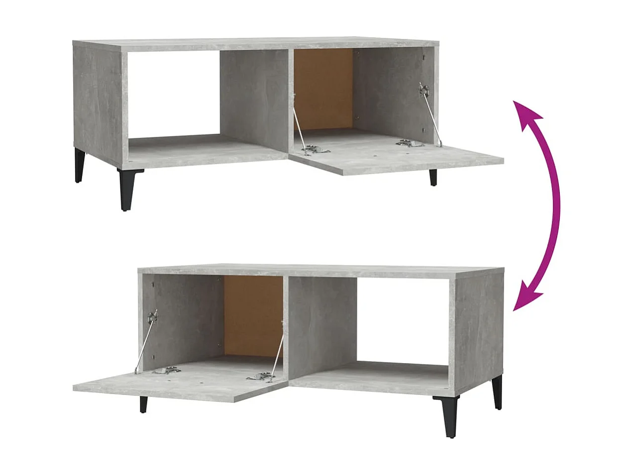 Table basse gris béton 90x50x40 cm bois d'ingénierie