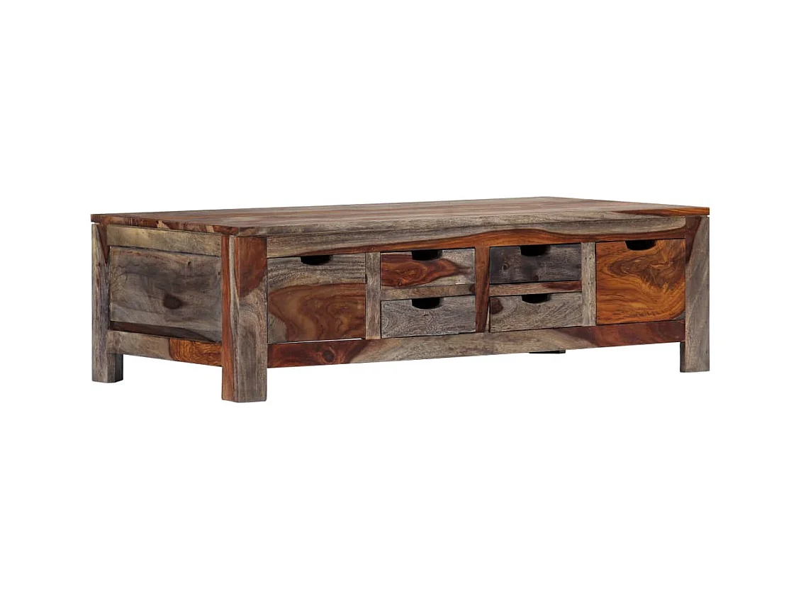 Couchtisch Grau 100x50x30 cm Massivholz Akazie