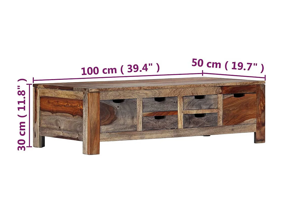 Mesa de centro 100x50x30 cm madeira de acácia maciça cinzento