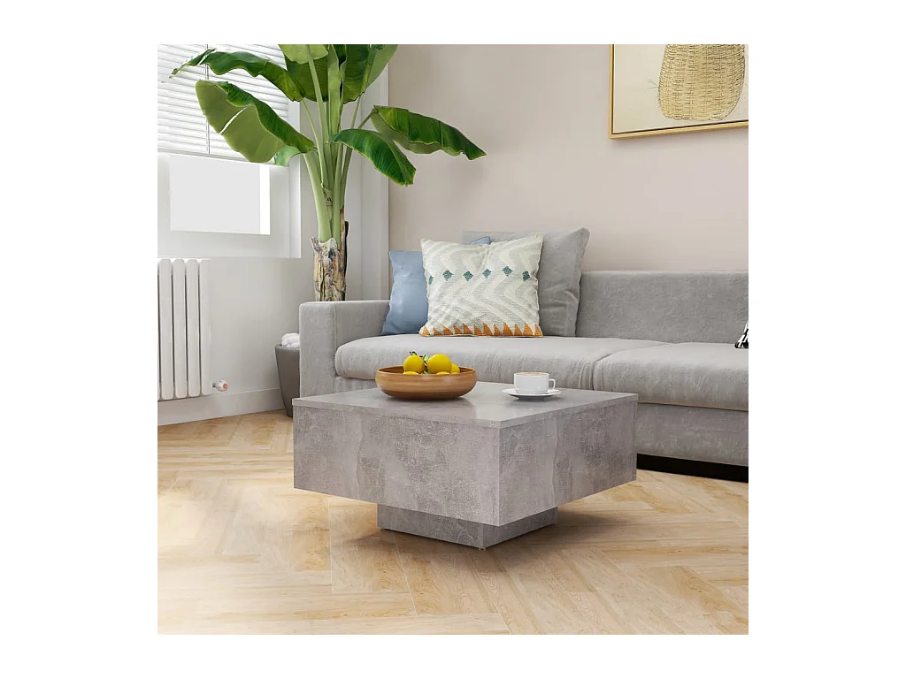 Table basse gris béton 60x60x31,5 cm bois d'ingénierie
