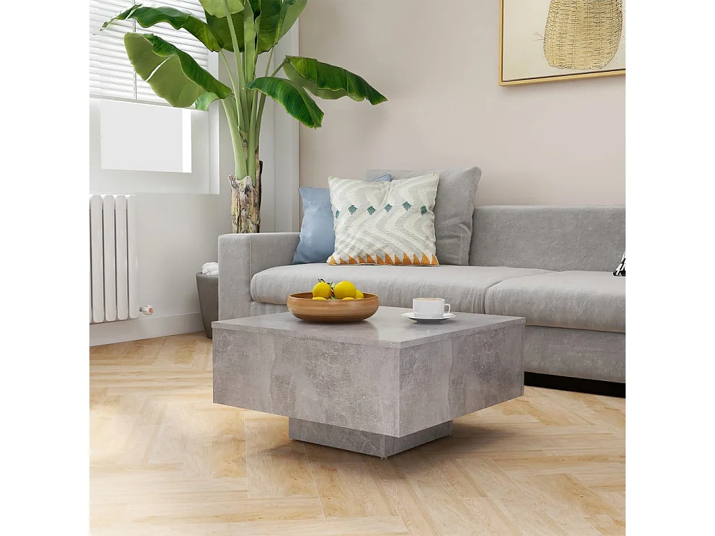 Table basse gris béton 60x60x31,5 cm bois d'ingénierie