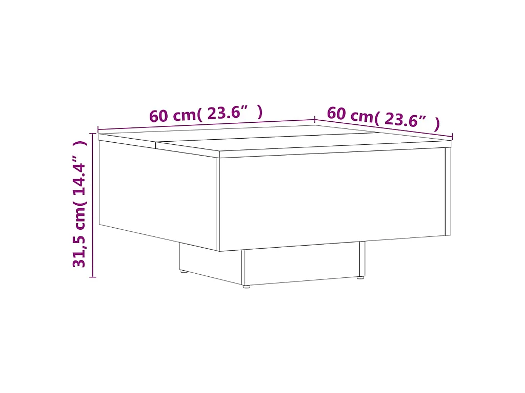 Table basse gris béton 60x60x31,5 cm bois d'ingénierie